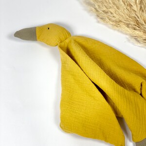 Baby comforter baby duck, muslin baby comforter blanket, muslin animal lovey, baby shower gift, new baby gift