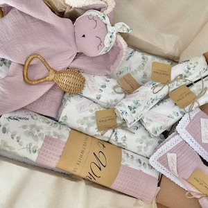 Baby box Pink Eucalyptus  leaves, maternity hospital essentials, packed eco-friendly,Baby Shower Gift,Gift for new parent, Christmas gift