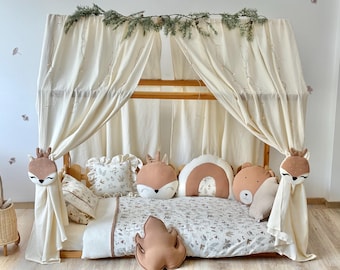Muslin Canopy | Toddler Bed Canopy | Playroom Decor | Reading Nook Canopy | Deer Bed Canopy | Baby Bed Canopy | Kids Bed Tent