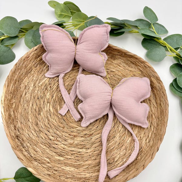 Muslin Butterfly Curtain Ties: Handmade Nursery Decor