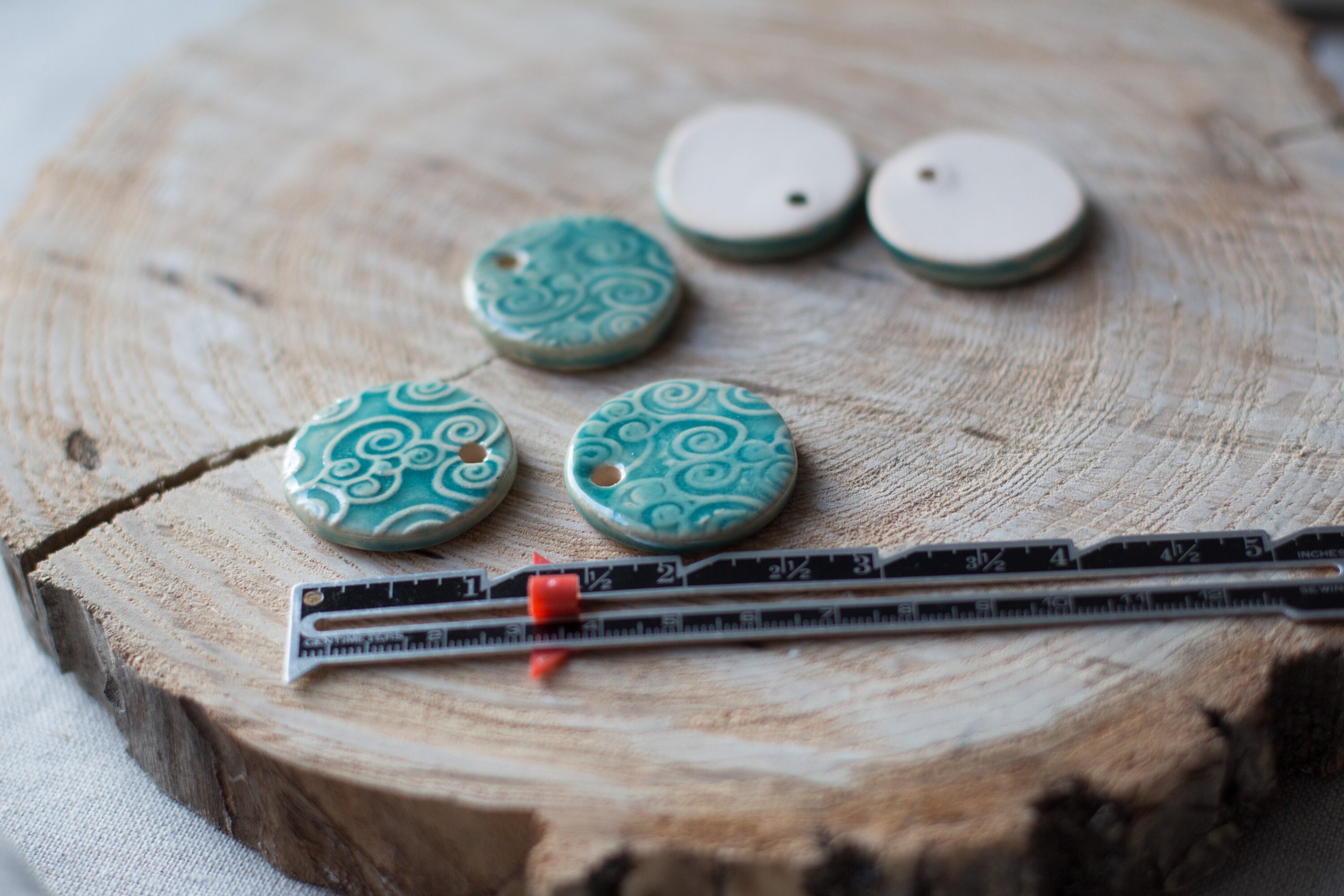 5 Handmade ceramic charms Turquoise ceramic swirl pendants Etsy