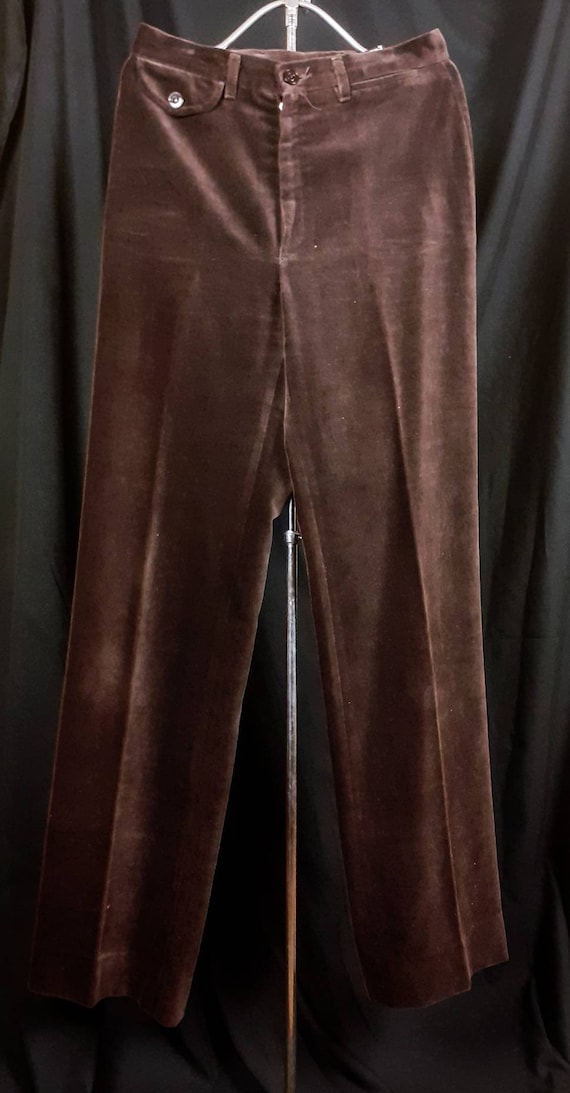 1970s High Waisted Wide Legged Brown Velvet Trouse