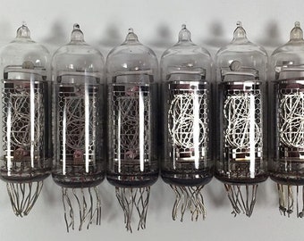 Lot of 6 pcs IN-14 (ИН-14) large nixie tubes for clock, used, tested 100%.