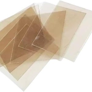 Parti med 100 st transparenta isolerande glimmerskivor 60 mm x 50 mm x 0,3 mm nya