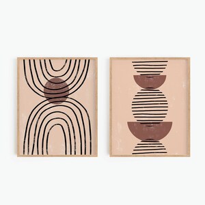 Printable Wall Art, Set Of 2 Prints, Mid Century Modern, Abstract Art Print, Boho Decor, Minimalist Print, Neutral Wall Art, Digital Print