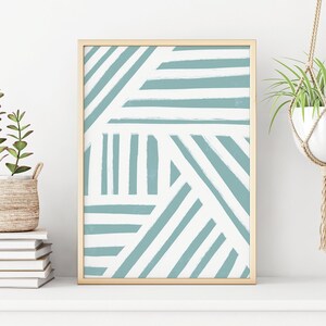 Geometric Printable Wall Art, Teal Stripes Print, Digital Print, Boho ...