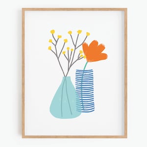 Impresión de florero, póster botánico, arte mural moderno, impresión de arte floral, descarga digital, impresión de ilustración floral, arte mural imprimible