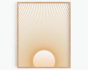 Abstract Sun Printable Wall Art Digital Print Neutral Wall Art Boho Decor Abstract Sunburst Art Print Instant Download Minimalist Print