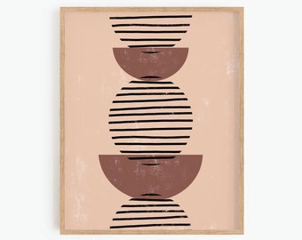 Abstrakt konsttryck, Mid-Century Modern, Utskrivbar väggkonst, Neutral väggkonst, Boho väggdekor, Minimalistiskt tryck, Direktnedladdning