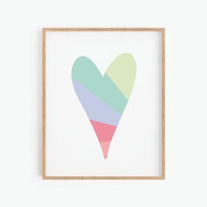 Danish Pastel Decor, Retro Heart Poster, Printable Wall Art, Y2K Aesthetic, Instant Download, Digital Print