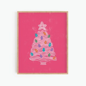 Christmas Printable Wall Art, Pink Christmas Wall Decor, Christmas Poster, Instant Download, Digital Print