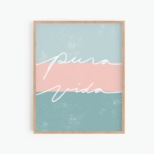 Pura Vida, Printable Wall Art, Typography Art, Boho Beach Print, Beach House Decor, Minimalist Print, Instant Download Art