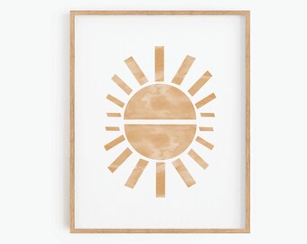 Abstract Sun Printable Wall Art Digital Print Neutral Wall Art Boho Decor Abstract Sunburst Art Print Instant Download Minimalist Print