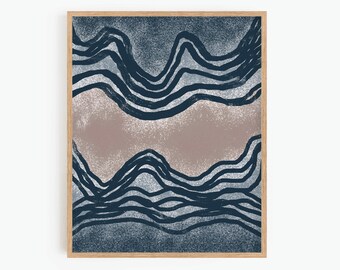 Abstract Landscape Printable Wall Art, Ocean Waves Print, Boho Beach Print, Beach House Decor, Abstract Art Print, Instant Download Art
