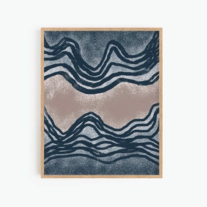 Art mural imprimable de paysage abstrait, Impression de vagues d’océan, Impression de plage boho, Décor de maison de plage, Impression d’art abstrait, Art à télécharger instantanément