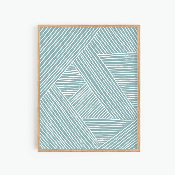 Geometric Printable Wall Art, Teal Stripes Print, Digital Print, Boho Decor, Abstract Art Print, Instant Download, Minimalist Print