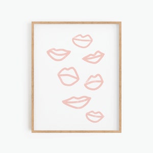 Lips Print, Line Drawing, Printable Wall Art, Fashion Print, Boho Decor, Digital Print, Aesthetic Art, Instant Download Art