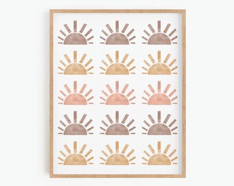Abstract Sun, Minimalist Print, Boho Wall Decor, Printable Wall Art, Digital Print, Neutral Wall Art, Instant Download