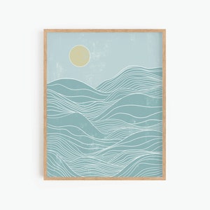 Paysage abstrait Printable Wall Art, Ocean Waves Print, Boho Beach Print, Beach House Decor, Abstract Art Print, Instant Download Art