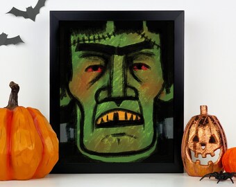 Halloween Wall Decor, Monster Printable Wall Art, Fall Decor, Halloween Decorations, Autumn Art, Spooky Art, Digital Print, Instant Download