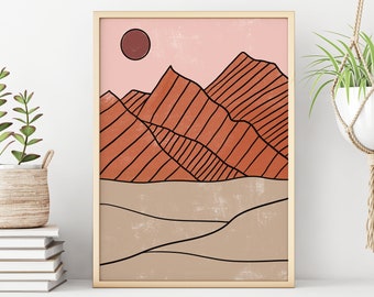 Abstract Landscape, Printable Wall Art, Boho Print, Mountain Wall Art, Abstract Art Print, Instant Download Art