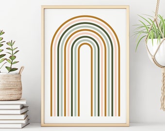 Boho Rainbow, Printable Wall Art, Aesthetic Wall Art, Nursery Wall Art, Digital Print, Boho Home Decor, Instant Download, Minimalist Print