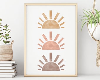 Abstract Sun Printable Wall Art Digital Print Neutral Wall Art Boho Decor Abstract Sunburst Art Print Instant Download Minimalist Print