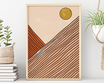 Abstract Landscape, Printable Wall Art, Boho Print, Mountain Wall Art, Abstract Art Print, Instant Download Art