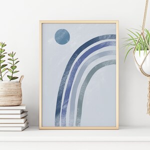 Navy Blue Rainbow, Printable Wall Art, Boho Nursery Decor, Abstract Art Print, Instant Download Art, Minimalist Print, Digital Print