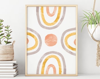 Abstract Rainbow Printable Wall Art Digital Print Neutral Wall Art Boho Decor Abstract Art Print Instant Download Minimalist Print