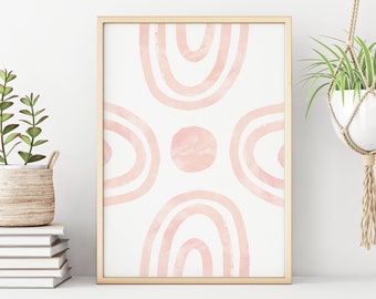 Abstract Rainbow Printable Wall Art Digital Print Blush Pink Wall Art Boho Decor Abstract Art Print Instant Download Minimalist Print