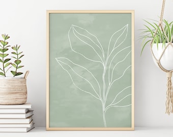Sage Green Decor, Printable Wall Art, Botanical Digital Print, Boho Decor, Instant Download, Minimalist Print, Modern Art