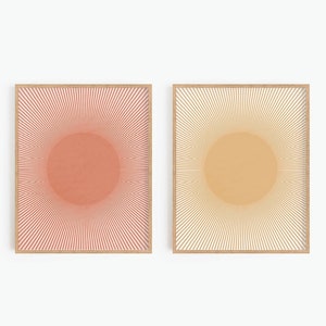 Aura Gradient Poster, Gallery Wall Set of 2 Prints, Ombre Home Decor, Abstract Sun, Minimalist Print, Printable Wall Art, Instant Download