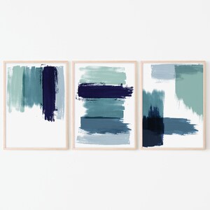 Set of 3 Prints - Navy Blue Wall Art - Abstract Printable Wall Art - Etsy