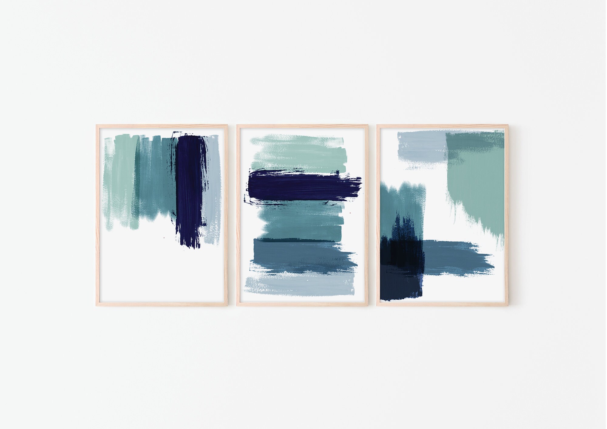 Set of 3 Prints - Navy Blue Wall Art - Abstract Printable Wall Art - Etsy
