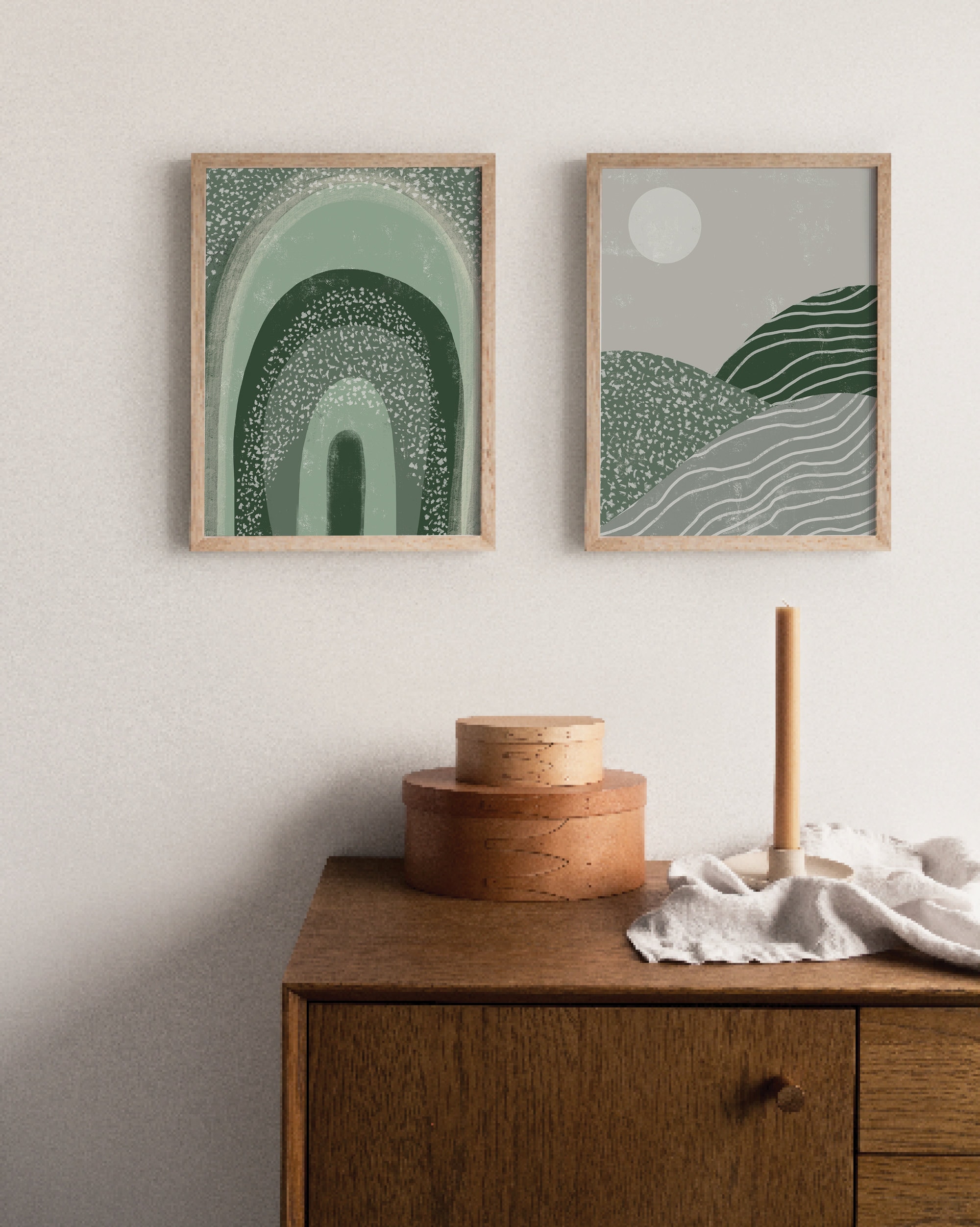 Sage Green Decor Printable Wall Art Set of 2 Prints Boho | Etsy