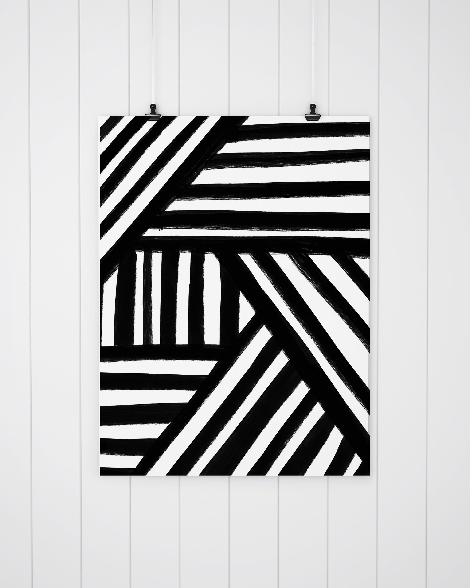 Black and White Stripes Print Geometric Printable Wall Art Etsy