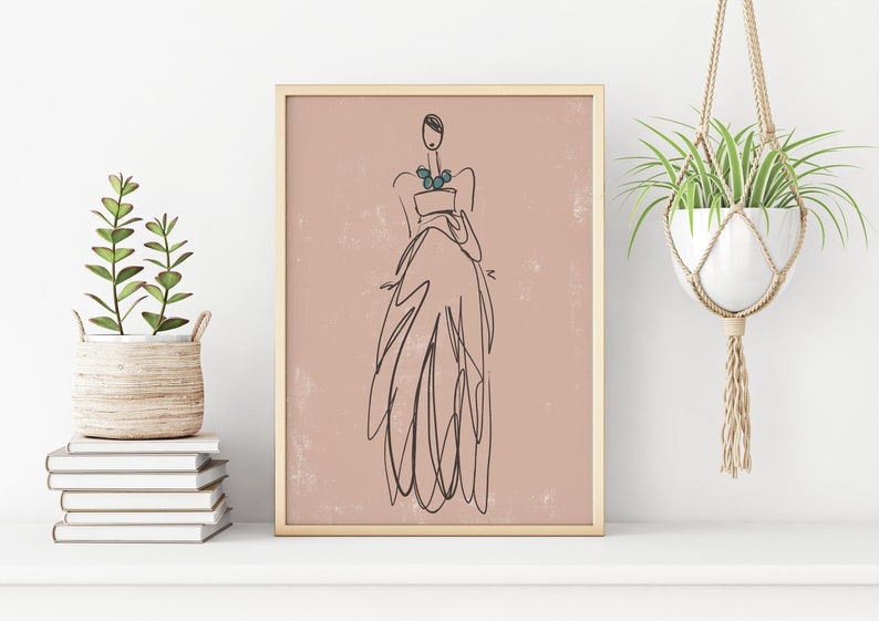 Fashion Illustration Printable Wall Art Boho Wall Decor Line Etsy
