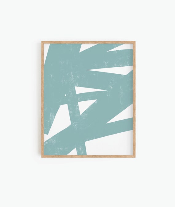 Teal Abstract Art Print Geometric Printable Wall Art Boho Etsy UK