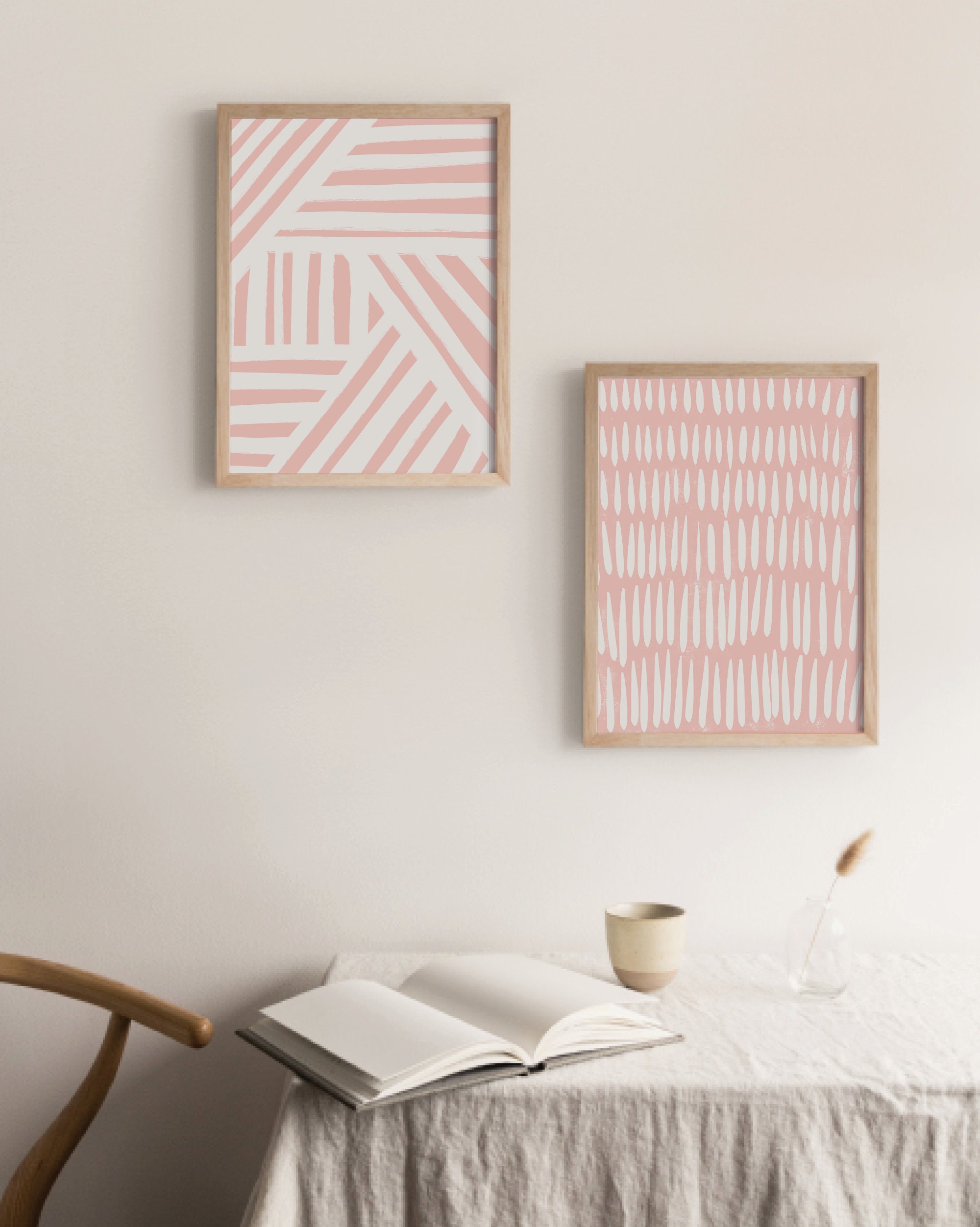 Abstract Art Prints, Blush Pink Printable Wall Art, Set of 2 Prints ...