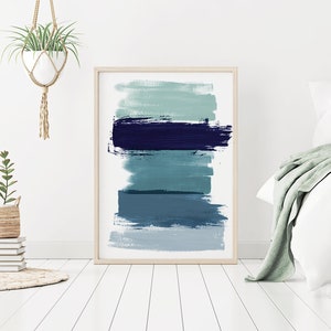 Navy Blue Abstract Printable Wall Art Beach Print | Etsy