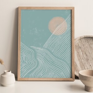 Abstract Landscape, Pura Vida, Printable Wall Art, Set of 3 Prints, Ocean Waves, Boho Beach ...