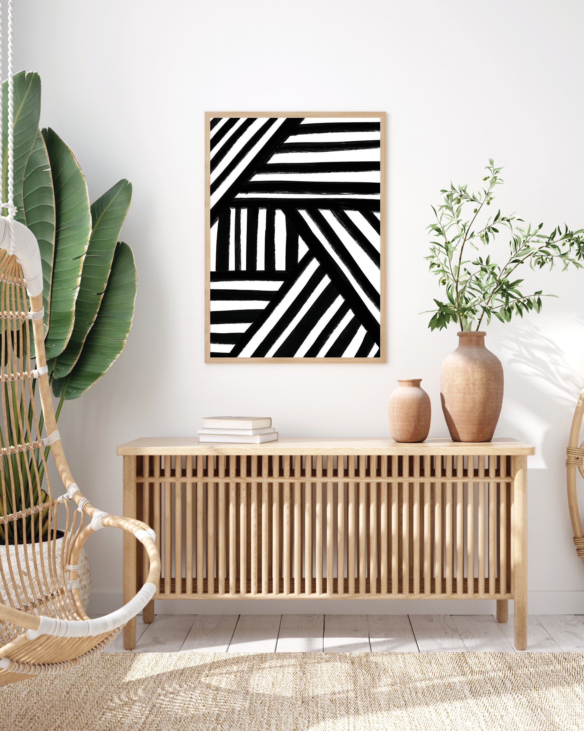 Black and White Stripes Print Geometric Printable Wall Art Etsy