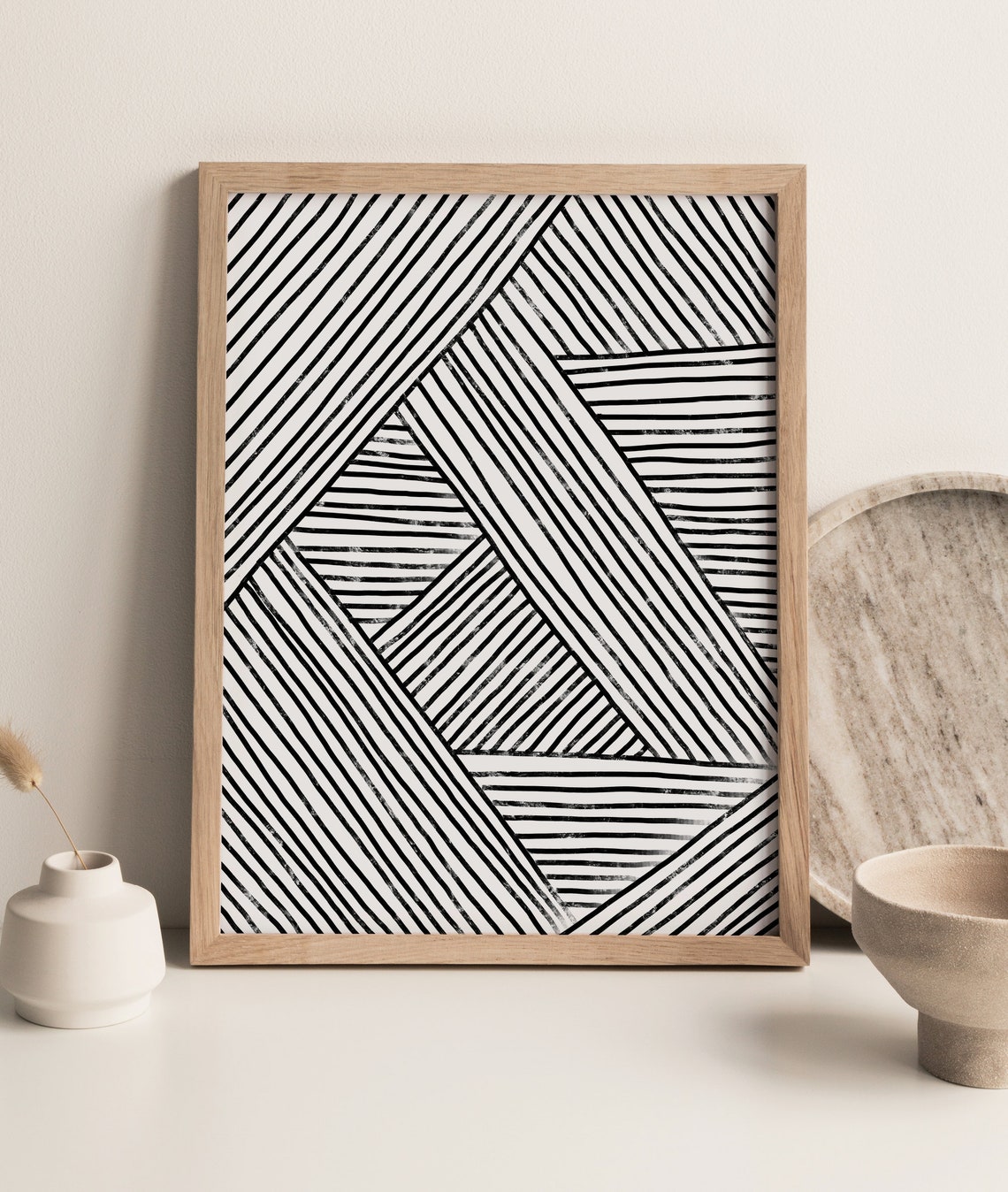 Black and White Stripes Print, Geometric Printable Wall Art, Digital ...