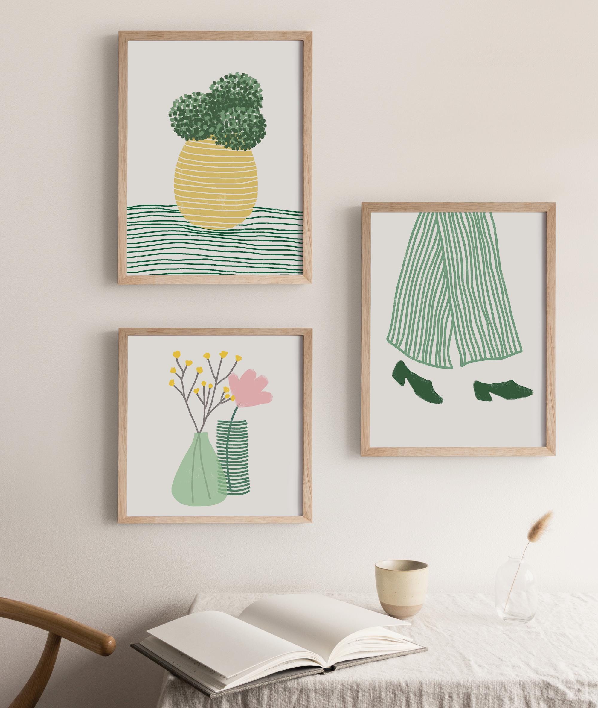 Sage Green Wall Art Set of 3, Japandi Printable Decor, Minimalist ...