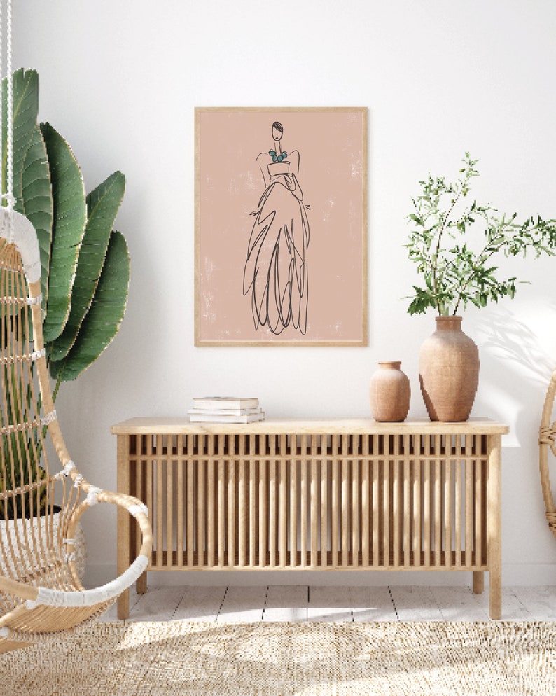 Fashion Illustration Printable Wall Art Boho Wall Decor Line Etsy
