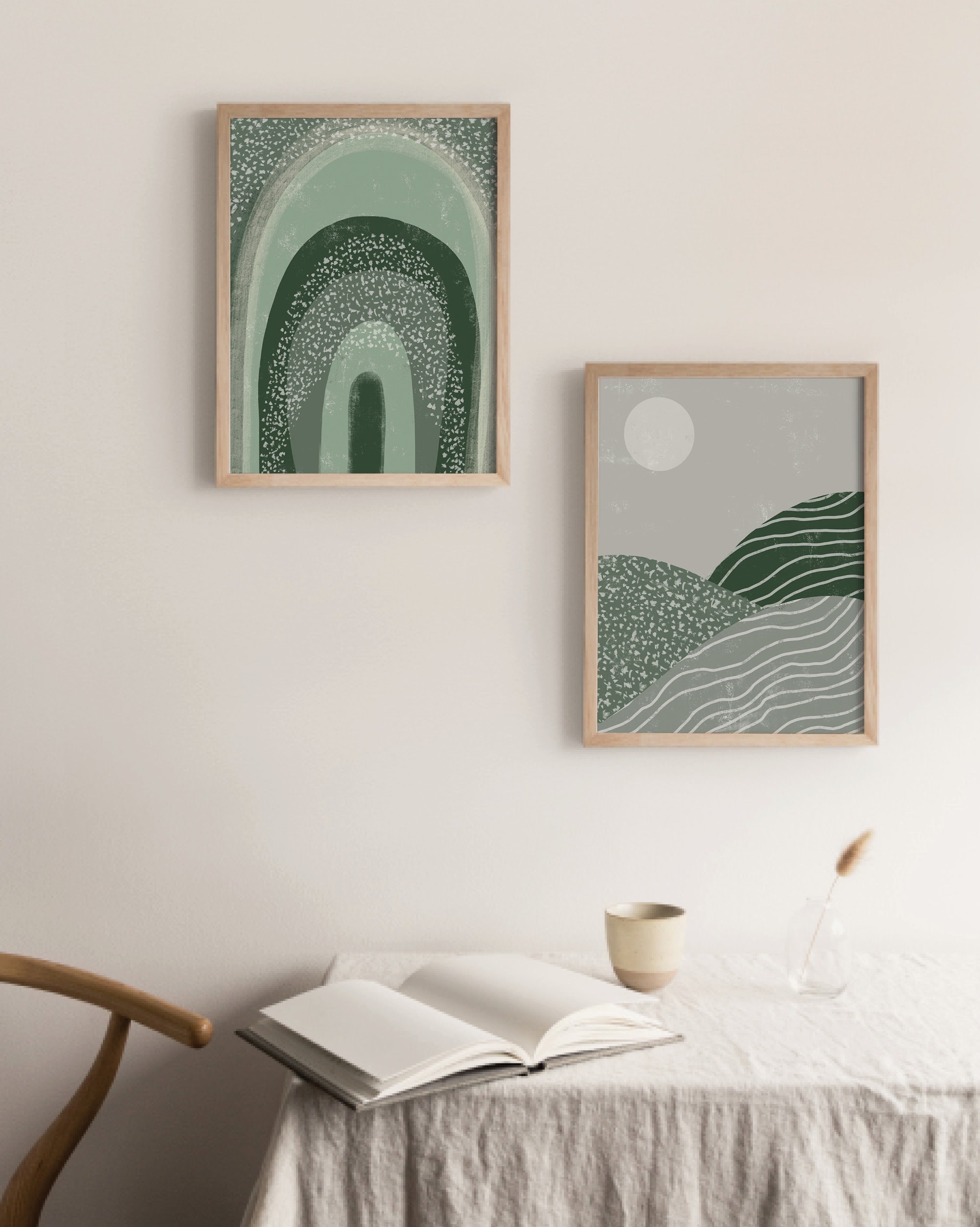 Sage Green Decor Printable Wall Art Set of 2 Prints Boho | Etsy