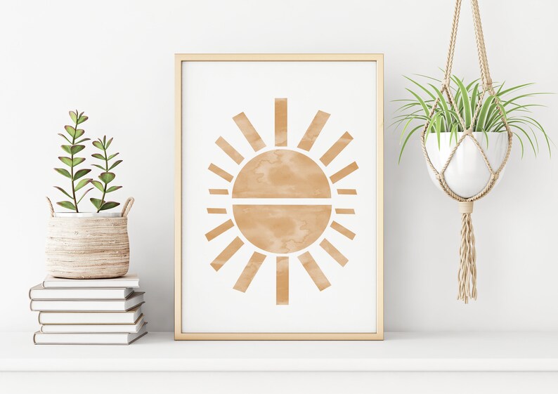 Abstract Sun Printable Wall Art Digital Print Neutral Wall Art Boho ...