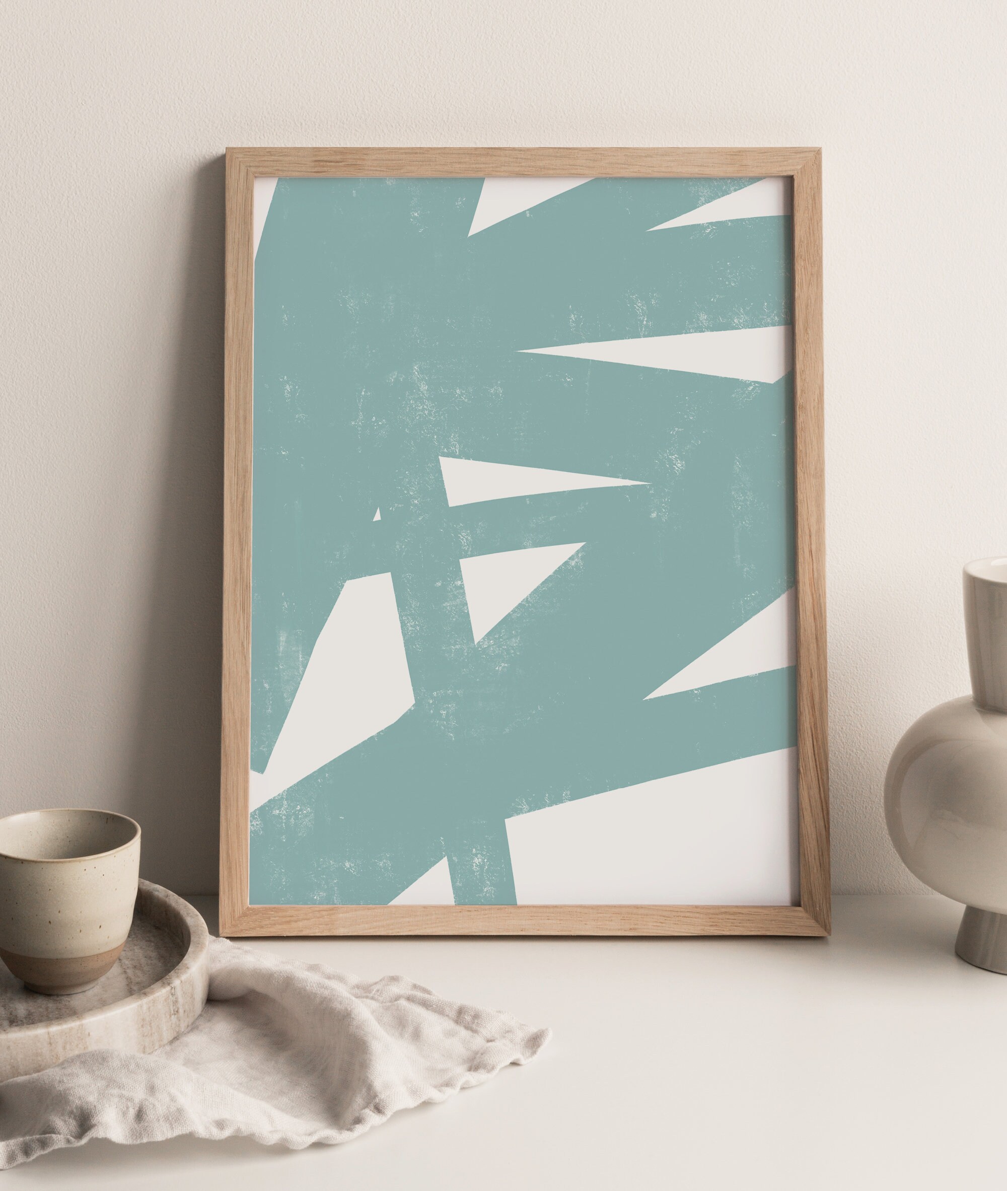 Teal Abstract Art Print Geometric Printable Wall Art Boho Etsy UK