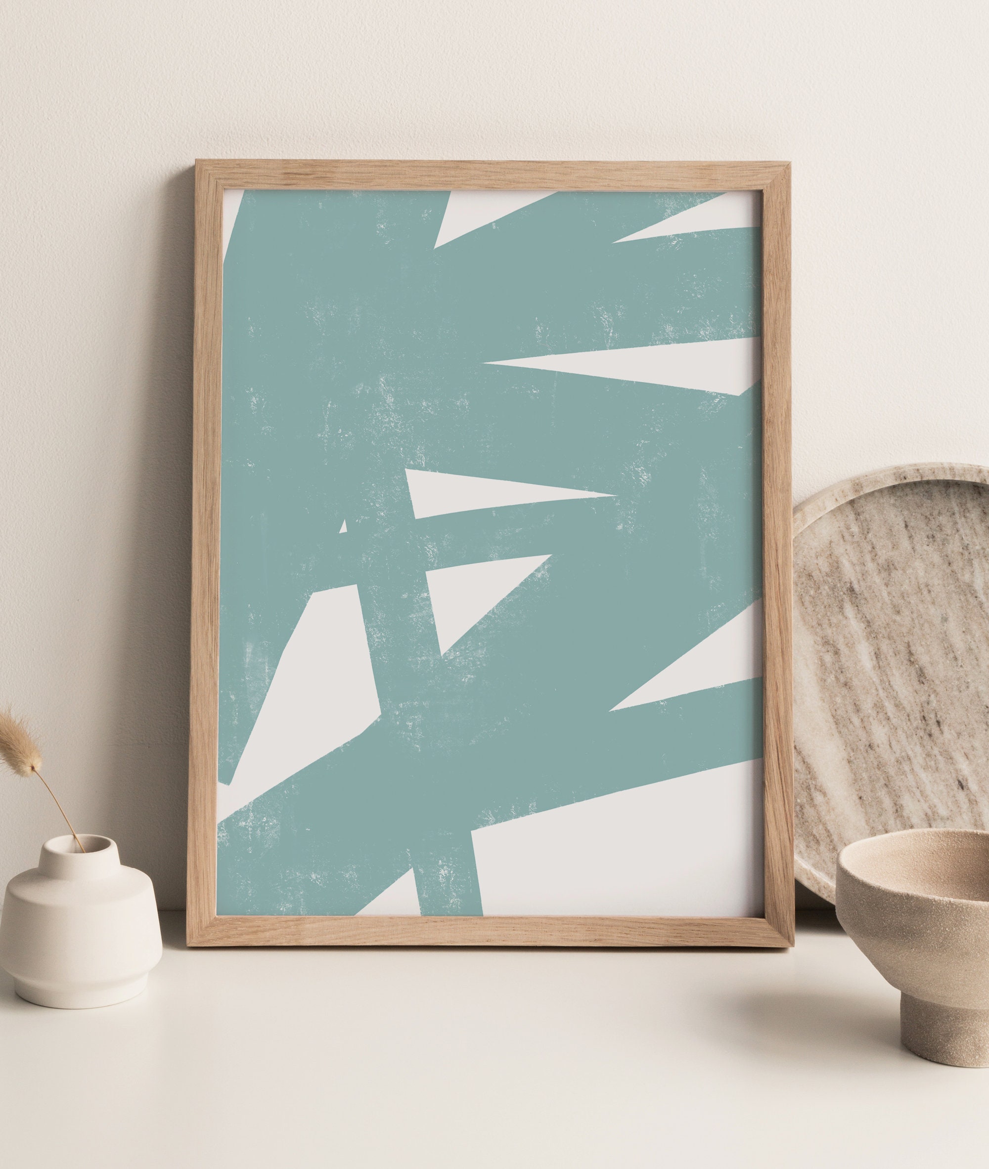 Teal Abstract Art Print Geometric Printable Wall Art Boho Etsy UK